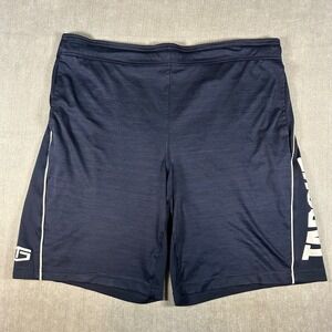 Tapout Mens Navy Blue Athletic MMA Training Shorts Size Medium Mesh Logo Gym